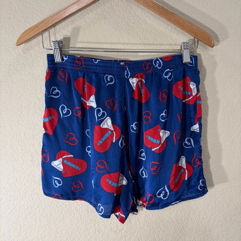 Luxury 100% Silk Mens Boxer Blue Hersey’s Sz M Vintage Cute Holiday Romantic - Picture 4 of 8